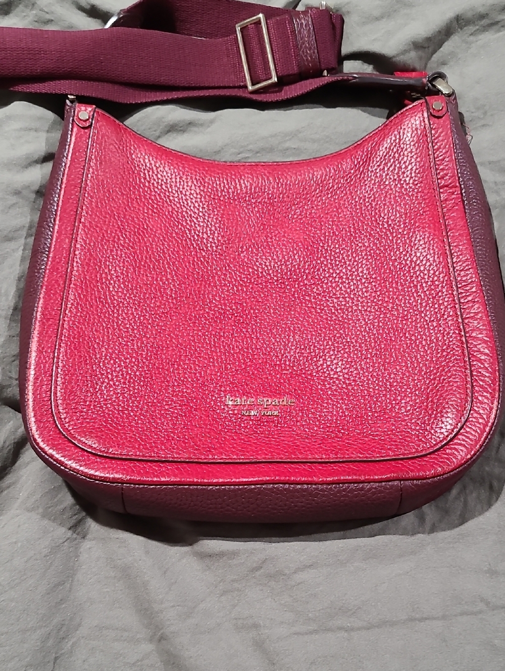 kate spade New York Pebbled Leather Crossbody Bag in Berry
